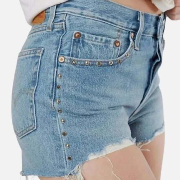Levi's Pants - Levi's 501 Embellished Denim Shorts in Hotline Bling Distressed Size 27